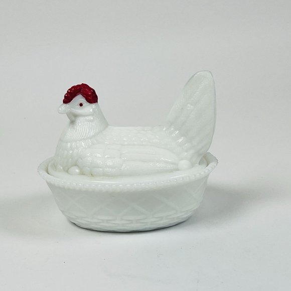 Vintage Westmoreland Hen On Nest Covered White Milk Glass Dish - Picture 4 of 11